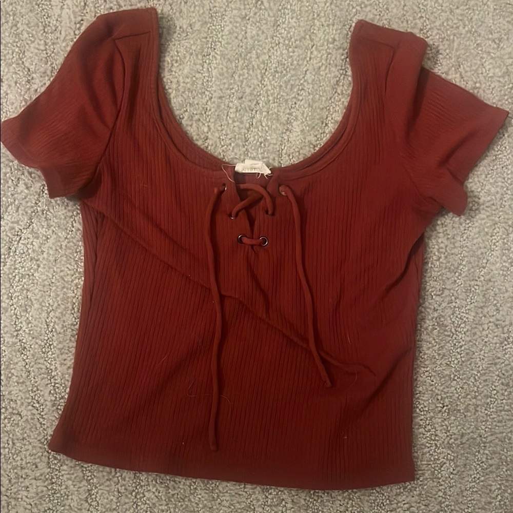 Women's Rust Lace-Up Top